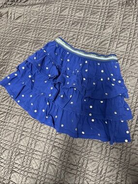 Boden Blue Skort with Gold Polka Dots